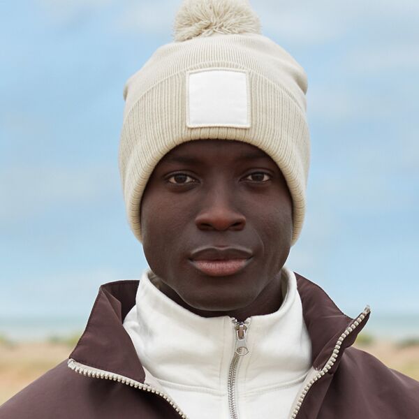 Beechfield Appliqué Patch Pom Beanie Thumbnail